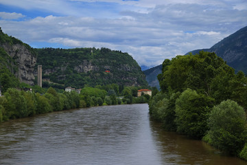 Fototapeta na wymiar Adige river in Trento, Italy