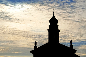 Black silhouette of a church