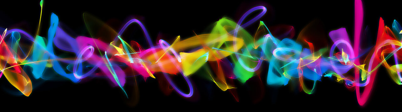  A colorful light painting effect super panorama, Creative artwork