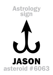Astrology Alphabet: JASON, asteroid #6063. Hieroglyphics character sign (single symbol).