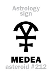 Astrology Alphabet: MEDEA, asteroid #212. Hieroglyphics character sign (single symbol).