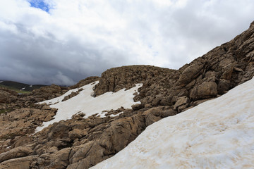 Mountain slopes covered by snow