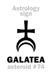 Astrology Alphabet: GALATEA, asteroid #74. Hieroglyphics character sign (single symbol).