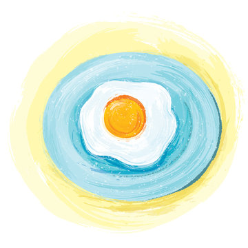 vector painting fried egg