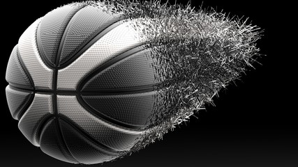 Basketball with Particles. 3D illustration. 3D high quality rendering.