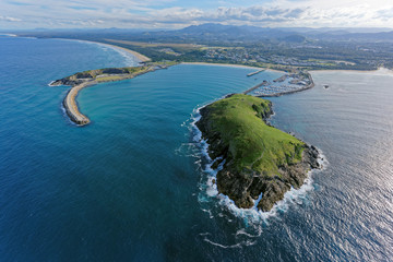 Muttonbird Island looking south-west towards Jetty Beach and Coffs Harbour