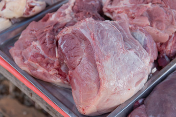 Pork sold in the market, Thailand market.