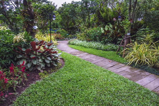 landscape garden flower and walkway