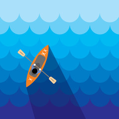 Kayak icon. Canoe view from above. Summer. Vacation