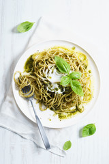 pasta with pesto sauce.