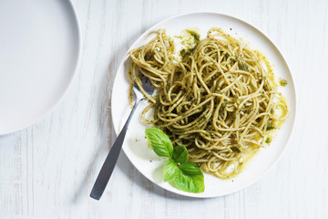 pasta with pesto sauce.