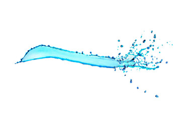 blue water splash isolated on white