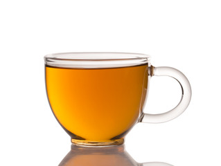 Herbal tea in the cup isolated on white