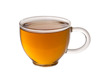 Herbal tea in the cup isolated on white
