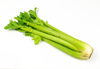 Fresh green celery isolated on white background
