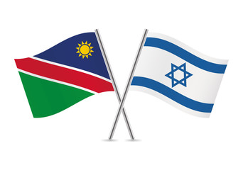 Nambia and Israel flags.Vector illustration.