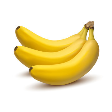 3d vector realistic illustration of bunch of bananas