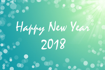 2018 Happy New Year text for card for your design on aqua background