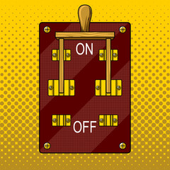 Huge electric knife switch on pop art vector