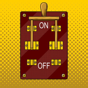 Huge electric knife switch on pop art vector