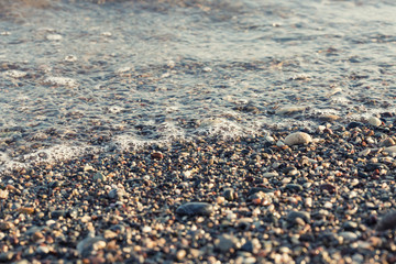 Soft wave of the blue sea on the beach