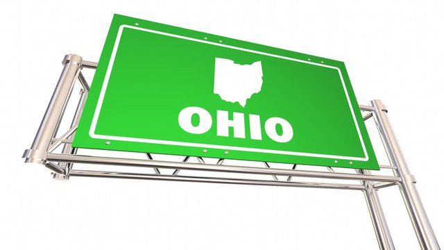 Ohio OH Freeway Road Sign Highway Economic Development 3d Animation
