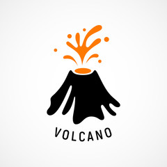 Erupting volcano icon - obrazy, fototapety, plakaty