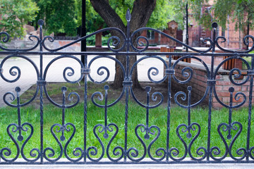 Wrought-iron fences and hedges