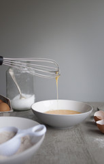 Whisking the eggs (baking in process)