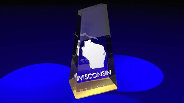 Wisconsin WI State Map Award Best Prize Trophy 3d Animation