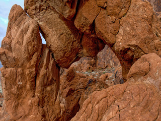 The unique red sandstone rock arches