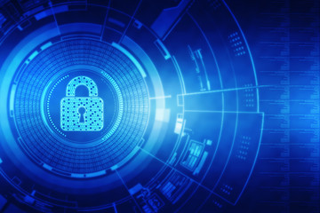 Fototapeta premium 2d illustration Safety concept: Closed Padlock on digital background