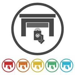 Obraz premium Automatic garage door icons set