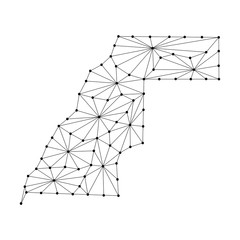 Sahrawi Arab Democratic Republic map of polygonal mosaic lines network, rays and dots vector illustration.