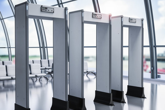 security gates or metal detectors in airport