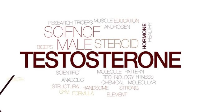 Testosterone animated word cloud, text design animation. Kinetic typography.