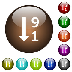 Descending numbered list color glass buttons
