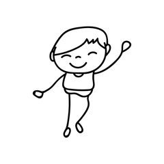 hand drawing happy cute boys line art