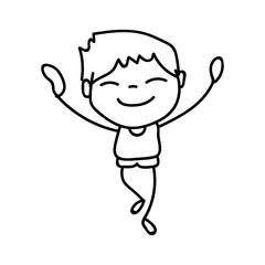 hand drawing happy cute boys line art