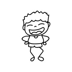hand drawing happy cute boys line art