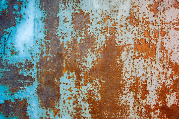 Metal rusty background texture with peeling paint