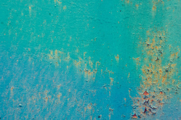 Texture of the old wall, painted in blue paint. Background for design with space for text.
