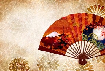 Fototapety  Jesienne liście jesienne japońskie tło papieru