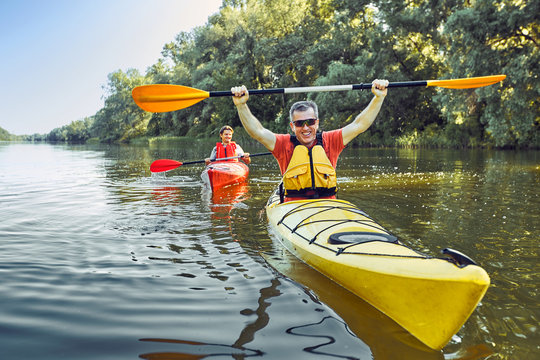 A canoe trip on the river in the summer.