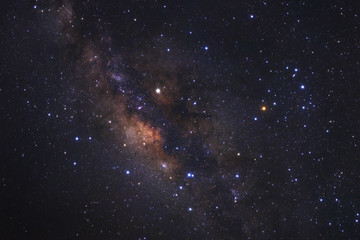 Milky way galaxy with stars and space dust in the universe, Long exposure photograph, with grain.