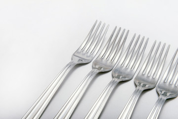 Forks on white background