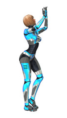 3D Rendering Female Robot on White