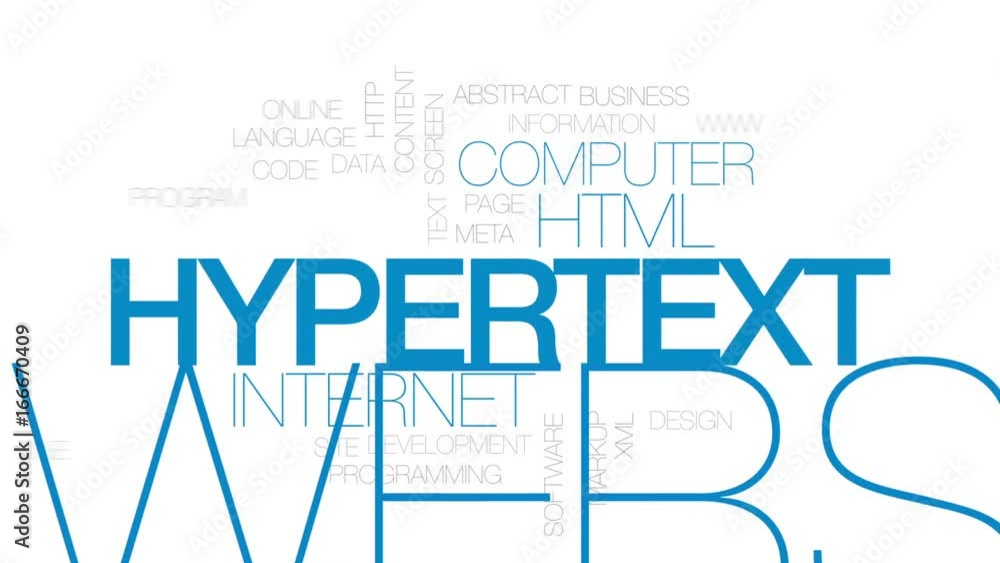Poster hypertext animated word cloud, text design animation. kinetic typography.