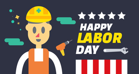 Happy labor day. Labor day banner template. American labor day wallpaper. Vector illustration.