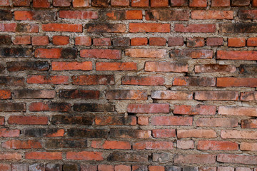 Background of old vintage red brick wall. grunge texture. 